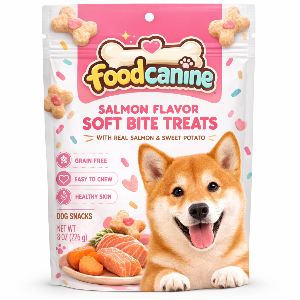 Salmon Flavor Soft Bite Dog Treats – With Real Salmon & Sweet Potato