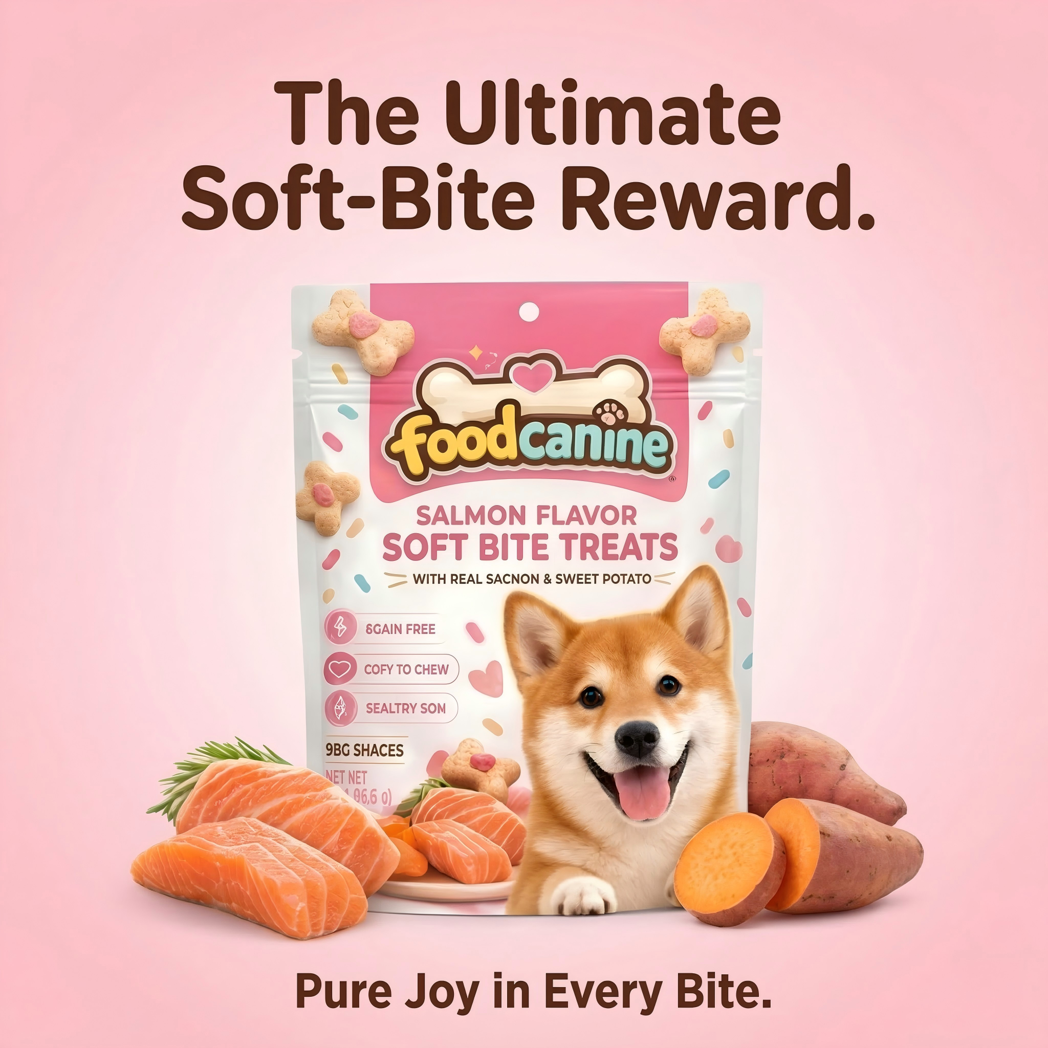 Salmon Flavor Soft Bite Dog Treats – With Real Salmon & Sweet Potato