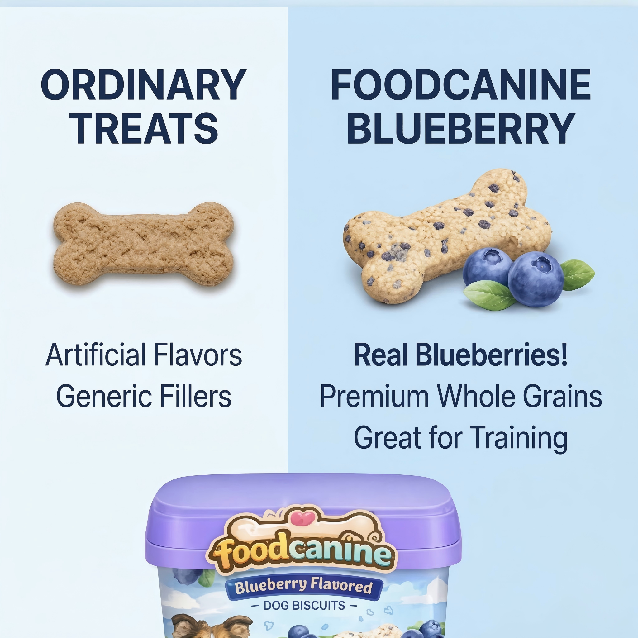 Blueberry Flavored Dog Biscuits – With Real Blueberries
