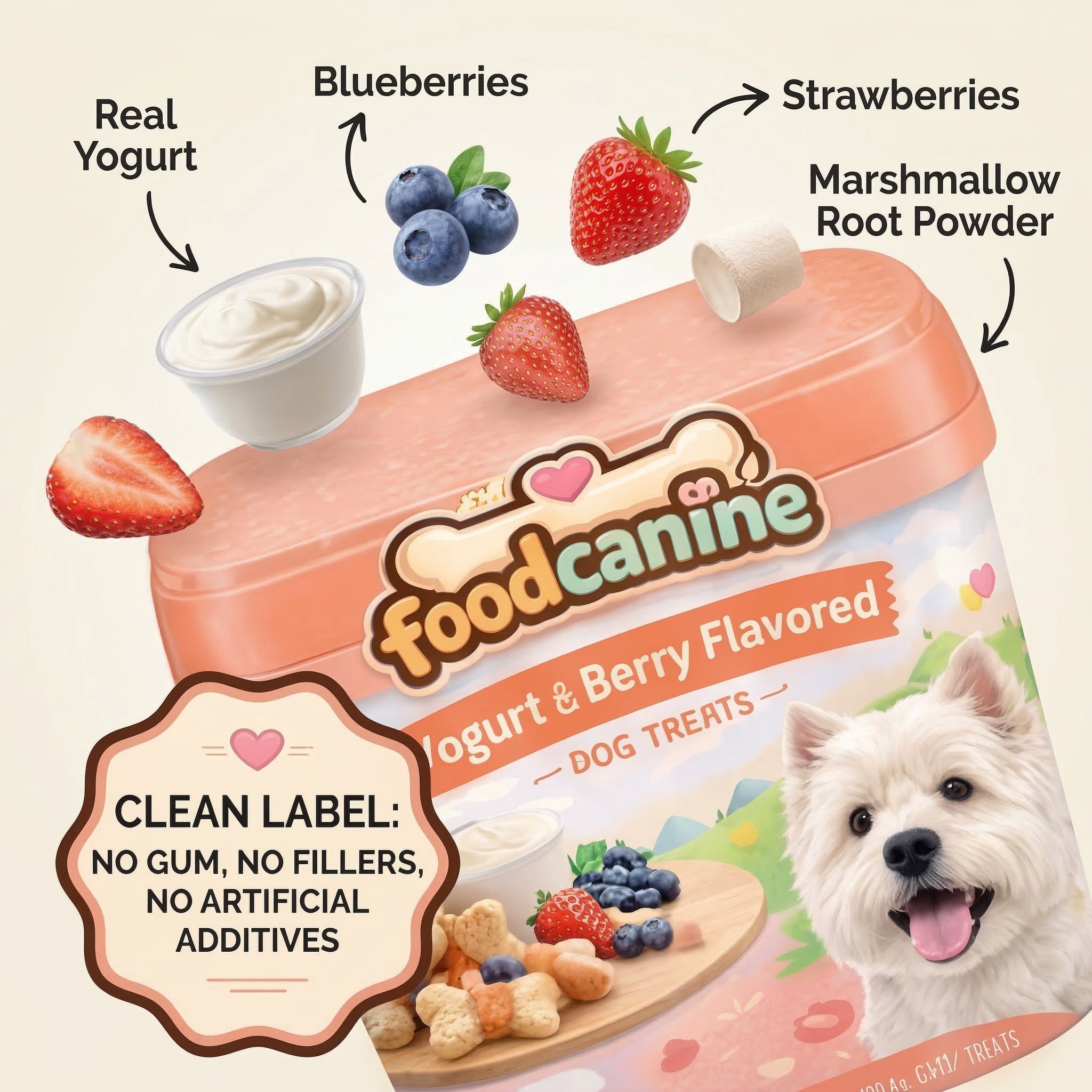 Yogurt & Berry Flavored Dog Treats – Made with Real Yogurt