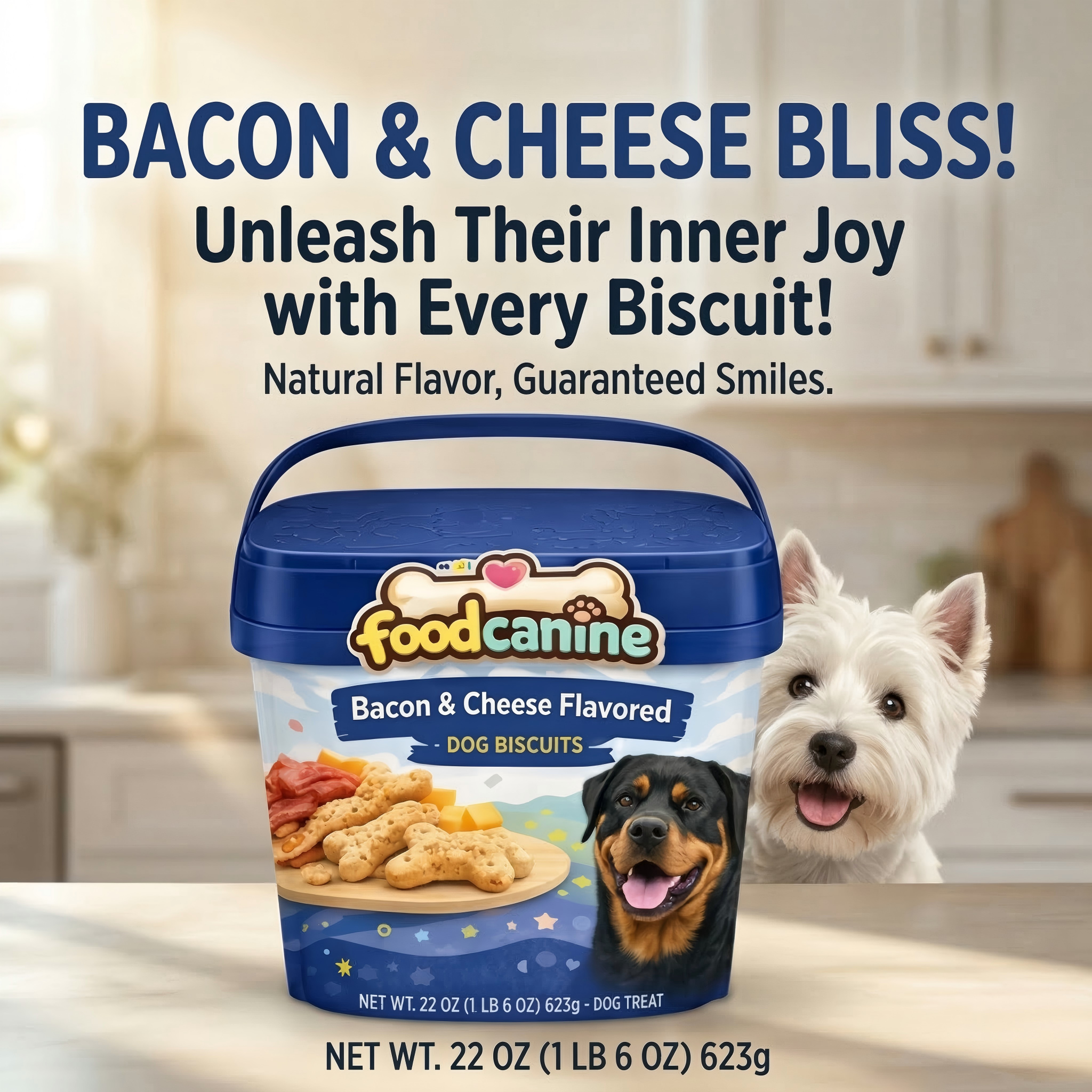 Bacon & Cheese Flavored Dog Biscuits